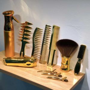 AccesstoR                                  Hair Care & Styling 11 pcs Barber Gold Set Includes Water Sprayer,Oil Head Comb,Cutting Comb,Neck Brush Duster,Fade Brush,Hair Clips,Clipper Cover