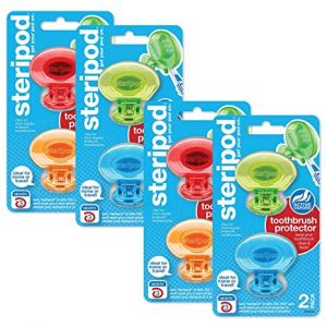 Steripod Clip-On Toothbrush Protector, Multicolor, 8 Count